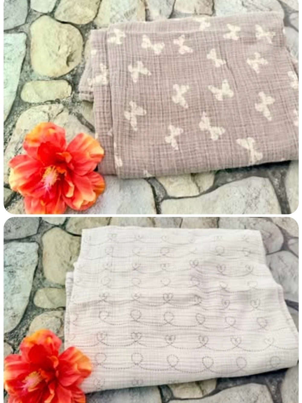 2 Muslin baby swaddle blankets*